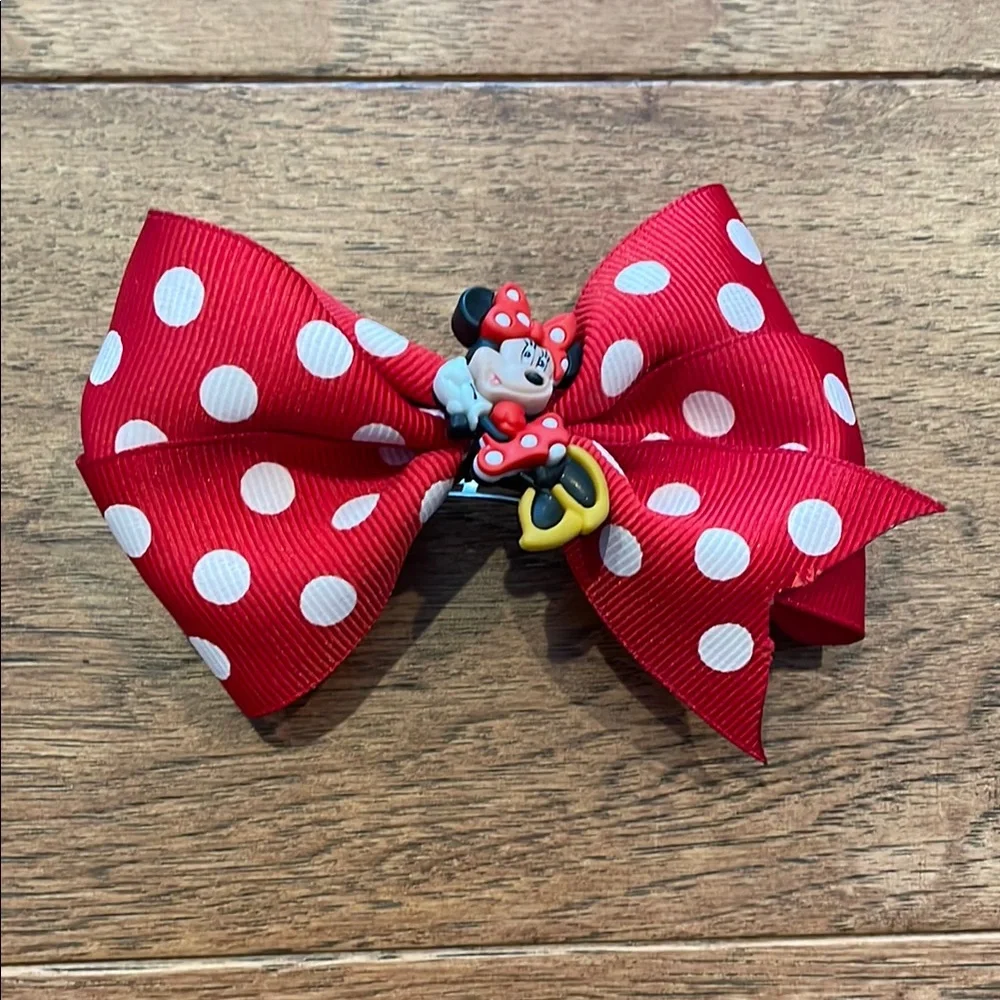 Girls Minnie Mouse Polka Dots Hair Bow - Clip